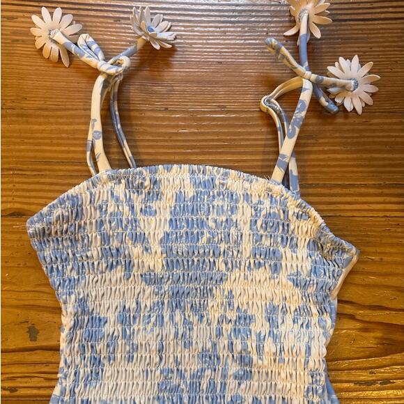 Shade Critters white blue toile daisy strap one piece swimsuit SIZE 2T - Picture 3 of 5